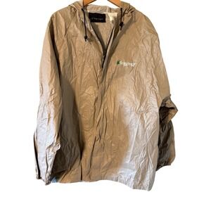 Frogg Toggs Rain Jacket Mens MD/LG Khaki Ultralight Hooded Full Zip Packable